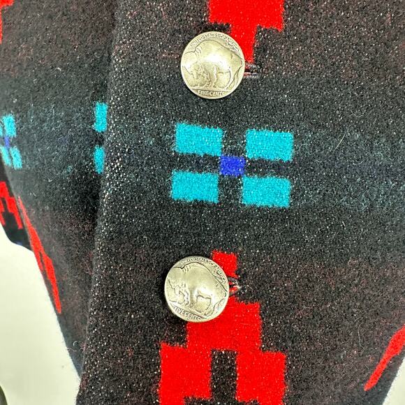 Pendleton southwest woolen mills vest men’s size XL/XXL black colorful  red blue - Picture 5 of 12